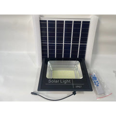 Proiector LED SMD 500W cu incarcare solara Practicpentrucasa, panou solar, cu telecomanda, suport prindere, material ABS, 18AH, 400 LED-uri, temperatura culoare 6500k, 32x26x9 cm, negru