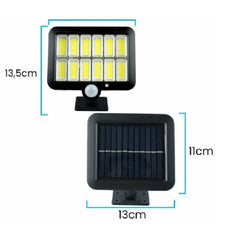Lampa Solara LED 120 COB, Practicpentrucasa, 12 Grile, Senzor de Lumina si Miscare, Lungime Cablu 5 m, Lumina Alba