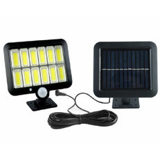Lampa Solara LED 120 COB, Practicpentrucasa, 12 Grile, Senzor de Lumina si Miscare, Lungime Cablu 5 m, Lumina Alba