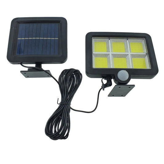 Lampa Solara LED 120 COB, Practicpentrucasa, 6 Grile, Senzor de Lumina si Miscare, Lungime Cablu 4.8 m, Lumina Alba