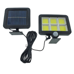 Lampa Solara LED 120 COB, Practicpentrucasa, 6 Grile, Senzor de Lumina si Miscare, Lungime Cablu 4.8 m, Lumina Alba