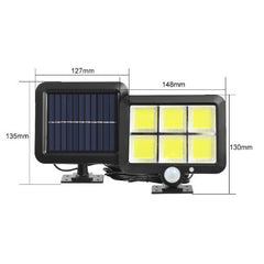 Lampa Solara LED 120 COB, Practicpentrucasa, 6 Grile, Senzor de Lumina si Miscare, Lungime Cablu 4.8 m, Lumina Alba
