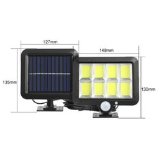 Lampa Solara LED 160 COB, Practicpentrucasa, 8 Grile, Senzor de Lumina si Miscare, Lungime Cablu 4.6 m, Lumina Alba