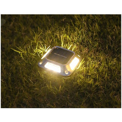 Set 4 Lampi Solare, Practicpentrucasa, 8 LED-uri, IP65, din ABS+PC, 6-12 h Iluminare, Baterie 1.2 V 600 mAh, Montare pe Perete/Pamant, Lumina Alb Cald, 9 x 9 x 5.5 cm, Gri