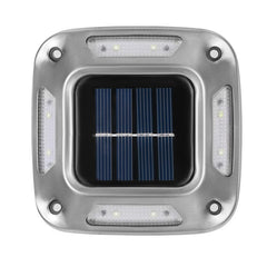 Set 4 Lampi Solare, Practicpentrucasa, 8 LED-uri, IP65, din ABS+PC, 6-12 h Iluminare, Baterie 1.2 V 600 mAh, Montare pe Perete/Pamant, Lumina Alb Cald, 9 x 9 x 5.5 cm, Gri