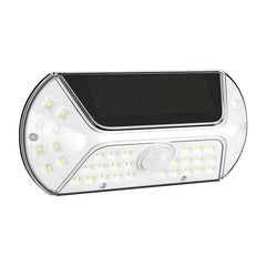 Aplica solara LED SMD pentru perete Practicpentrucasa, cu senzor de miscare, dreptunghiulara, IP44, luminozitate mare 40 LED-uri, 3.7V, 1200mah, autonomie 8 ore, 19.2 x 8.9 cm, alb rece
