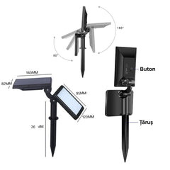 Lampa solara pentru terasa/gradina 48 de LED-uri Practicpentrucasa, cu 2 moduri de fixare, senzor de lumina, IP44, material ABS, 5W, 80 lm, 26.5 cm x 14 cm, Alb Rece