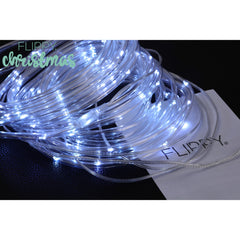 Instalatie luminoasa de Craciun tip furtun luminos, 100 LED-uri, 12 metri lungime, 8 programe, 2 metri prelungitor, sarma din cupru, incarcare solara, alb rece, Practicpentrucasa