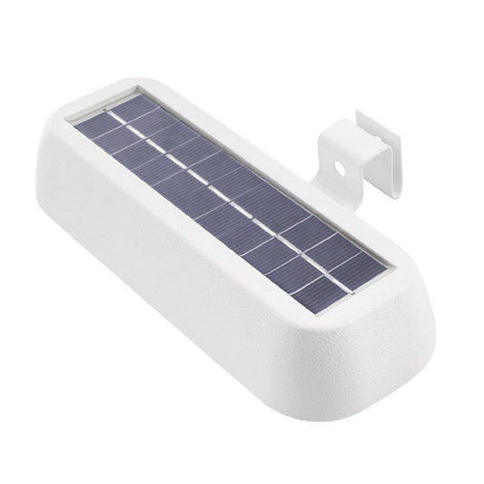 Lampa solara LED dreptunghiulara pentru perete Practicpentrucasa, 18 x 7 cm, senzor miscare, 6V, ABS, 2200mAh, rezistent la apa, culoare lumina alb rece, alb