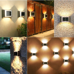 Aplica solara LED Practicpentrucasa, ABS/Policarbonat, rezistenta la apa IP65, 6 LED-uri, pentru perete, trepte, borduri, terasa, 1.2V, 600mah, 10 x 6.5 cm, doua moduri de prindere, lumina alb calda, gri