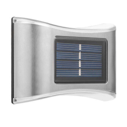Aplica solara LED Practicpentrucasa, ABS/Policarbonat, rezistenta la apa IP65, 6 LED-uri, pentru perete, trepte, borduri, terasa, 1.2V, 600mah, 10 x 6.5 cm, doua moduri de prindere, lumina alb rece, gri