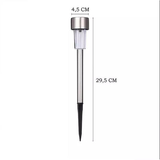Lampa solara LED de exterior pentru gradina Practicpentrucasa, dispersor normal, 0.06W, Inox, 29 cm