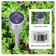 Lampa solara LED de exterior pentru gradina Practicpentrucasa, dispersor normal, 0.06W, Inox, 29 cm