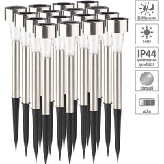Lampa solara LED de exterior pentru gradina Practicpentrucasa, dispersor normal, 0.06W, Inox, 29 cm