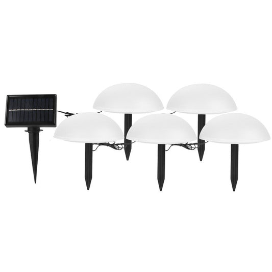 Decoratiune pentru gradina, Practicpentrucasa, lampa solara in forma de ciuperca, 5 ciuperci, alb cald