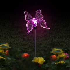 Set 3 Lampi Solare LED tip pasare-fluture-libelula, Inaltime 43 cm, Practicpentrucasa, Multicolor