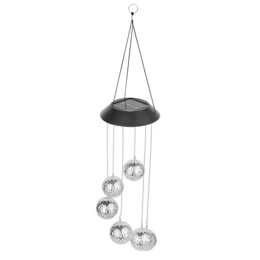 Lampa solara de tip decoratiune pentru gradina, Practicpentrucasa, model clopotel de vant,  alb cald