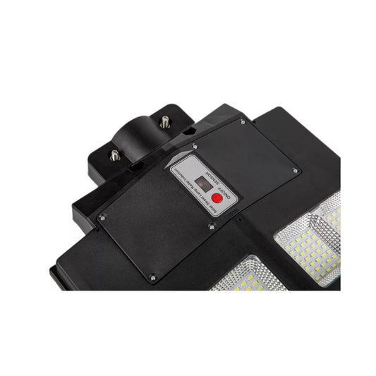 Lampa solara stradala Practicpentrucasa, cu telecomanda, senzor de miscare si lumina, suport prindere, 480 LED-uri, IP65, ABS, 15AH, 300W, temperatura culoare 6500K, 44.6x34.8x7.2 cm, autonomie 10-12 ore, negru
