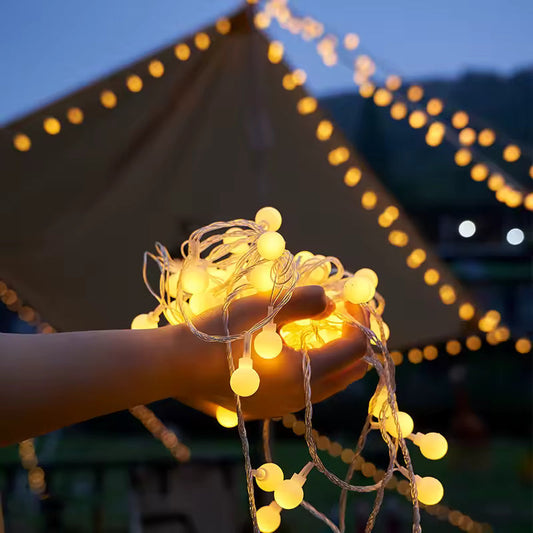 Instalatie Lumini Gradina, 22 metri, 200 de LED-uri cu ornament tip Bulb, 8 jocuri de lumini alb cald, cu energie solara, liniar, interior/exterior, Practicpentrucasa