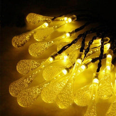 Instalatie Craciun, Tip Picaturi de apa, 20 Led-uri, 5 metri, Alb cald, Energie solara, Senzor de lumina, Practicpentrucasa