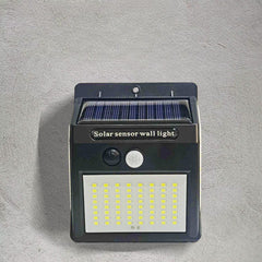 Lampa cu incarcare solara si senzor de miscare pentru exterior, 64 LED cu distanta de inductie, montaj pe perete, fara cabluri, Practicpentrucasa