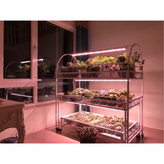 Lampa dubla pentru cresterea plantelor Practicpentrucasa, 50 cm, T5, tehnologie LED, nu afecteaza plantele, potrivit pentru intregul ciclu de crestere, lumina alb calda