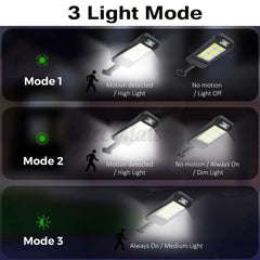 Lampa Solara De Exterior LED Practicpentrucasa, 36 cm x 11.5 cm, 3072 Lumeni 128 COB LED 25.6 W - echivalent 205 W bec incadescent, IP65, Senzor de Miscare, Senzor de Lumina, 4 Grile, Alb Rece