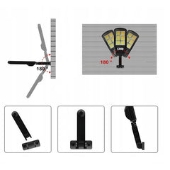 Lampa Solara De Exterior LED Practicpentrucasa, 36 cm x 11.5 cm, kit montare inclus, 2880 Lumeni 120 COB LED 24 W - echivalent 192 W bec incadescent, IP65, Senzor de Miscare, 3 moduri de iluminare, Senzor de Lumina, 10 Grile, Alb Rece