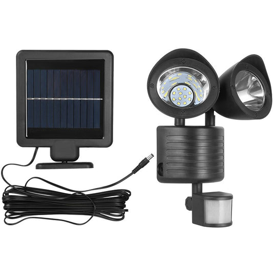 Lampa solara de tip decoratiune pentru gradina, Practicpentrucasa, model felinar dublu cu senzor de miscare, alb rece