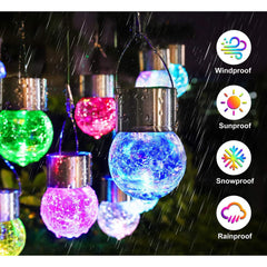 Lampa Solara Practicpentrucasa, LED, Tip Candelabru Mic, Cu Bila Din Sticla Crapata, Exterioara, Impermeabila, Iluminare 6-12 H, Multicolor