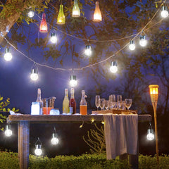 Lampa Solara Practicpentrucasa, LED, Tip Candelabru Mic, Cu Bila Din Sticla Crapata, Exterioara, Impermeabila, Iluminare 6-12 H, Alb