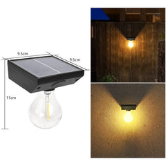 Lampa solara Practicpentrucasa, pentru exterior, tip bec, rezistenta la apa IP65, material ABS, baterie 3.7V, 1200 mah, 9.5 x 11 cm, autonomie 8 ore, senzor de miscare,  alb cald