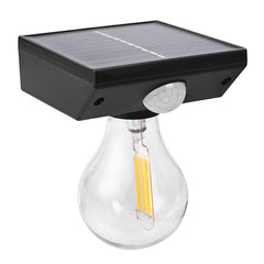 Lampa solara Practicpentrucasa, pentru exterior, tip bec, rezistenta la apa IP65, material ABS, baterie 3.7V, 1200 mah, 9.5 x 11 cm, autonomie 8 ore, senzor de miscare,  alb cald