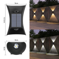 Lampa solara LED bidirectionala bicolora Practicpentrucasa, comutator culoare led, IP65, rezistent la apa, baterie 1.5 V, 400mah, 2 LED-uri, 13.5 x 9 cm, material ABS, multicolor