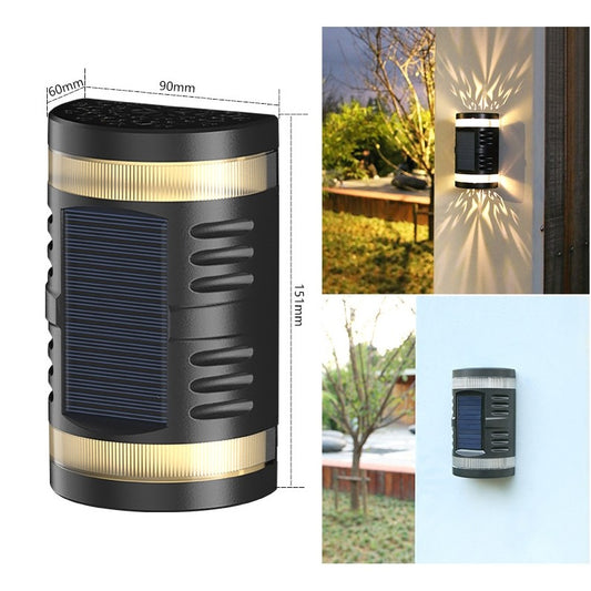 Lampa solara LED decorativa cu lumina bidirectionala Practicpentrucasa,  IP65, 1.2V, 600mah, 15.1 x 9 x 6 cm, material ABS, alb cald
