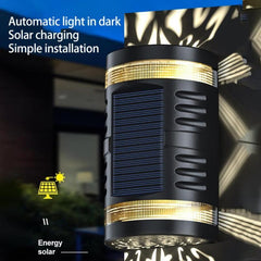 Lampa solara LED decorativa cu lumina bidirectionala Practicpentrucasa,  IP65, 1.2V, 600mah, 15.1 x 9 x 6 cm, material ABS, alb cald