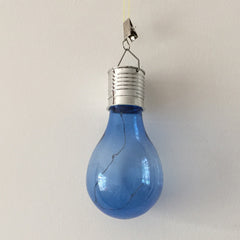 Lampa Solara LED Decorativa sub forma de Bulb, pentru exterior, suspendata, IP65, Ultron Albastru, Practicpentrucasa