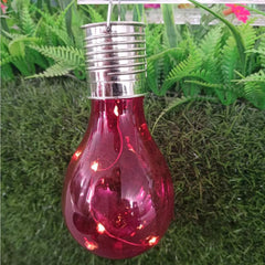 Lampa Solara LED Decorativa sub forma de Bulb, pentru exterior, suspendata, IP65, Ultron Rosu, Practicpentrucasa
