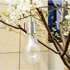 Lampa Solara LED Decorativa sub forma de Bulb, pentru exterior, suspendata, IP65, Ultron Transparent, lumina rece, Practicpentrucasa