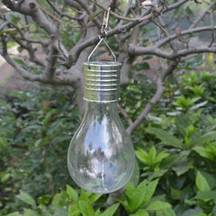 Lampa Solara LED Decorativa sub forma de Bulb, pentru exterior, suspendata, IP65, Ultron Transparent, lumina rece, Practicpentrucasa