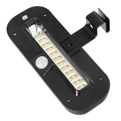 Lampa solara LED dreptunghiulara pentru perete Practicpentrucasa, 18 x 7 cm, senzor miscare, 6V, ABS, 2200mAh, rezistent la apa, culoare alb rece, suport negru