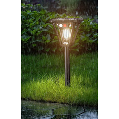 Lampa Solara LED, Practicpentrucasa, Tip Felinar, pentru Perete/Sol, 10.8 x 12.3 x 46 cm, 3 Moduri, Lumina Calda, din ABS si PP, Negru