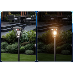 Lampa Solara LED, Practicpentrucasa, Tip Felinar, pentru Perete/Sol, 10.8 x 12.3 x 46 cm, 3 Moduri, Lumina Calda, din ABS si PP, Negru