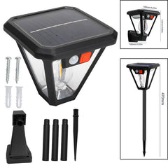 Lampa Solara LED, Practicpentrucasa, Tip Felinar, pentru Perete/Sol, 10.8 x 12.3 x 46 cm, 3 Moduri, Lumina Calda, din ABS si PP, Negru