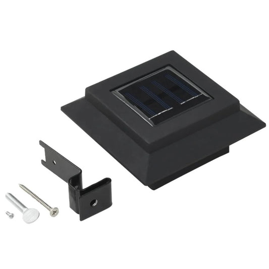 Lampa solara LED pentru gradina/scari/balustrade Practicpentrucasa, 3.7V, ABS, 1200mAh, 12 x 6 cm, 12 LED-uri SMD, lumina alb cald, carcasa neagra