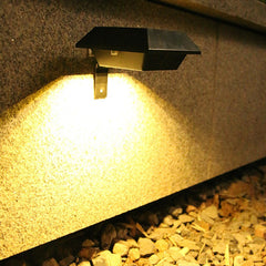 Lampa solara LED pentru gradina/scari/balustrade Practicpentrucasa, 3.7V, ABS, 1200mAh, 12 x 6 cm, 12 LED-uri SMD, lumina alb cald, carcasa neagra