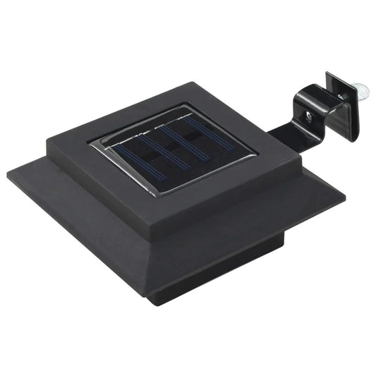 Lampa solara LED pentru gradina/scari/balustrade Practicpentrucasa, 3.7V, ABS, 1200mAh, 12 x 6 cm, 12 LED-uri SMD, lumina alb cald, carcasa neagra