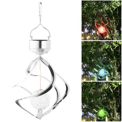 Lampa solara LED RGB spirala pentru gradina/terasa Practicpentrucasa, se roteste de la vant, 35 x 5.5 cm, rezistenta la apa, 2V, 600 mAh, multicolor