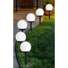 Set 2 Lampi Solare LED, Sferice, Tip Glob Practicpentrucasa, Diametru 10 cm, Alb rece