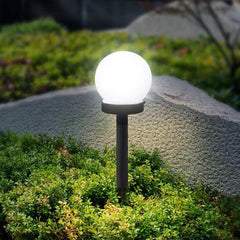Set 2 Lampi Solare LED, Sferice, Tip Glob Practicpentrucasa, Diametru 10 cm, Alb rece